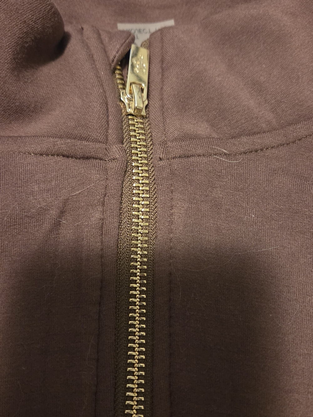 Women's Brown Half-Zip Pullover with Gold Zipper - Picture 3 of 6